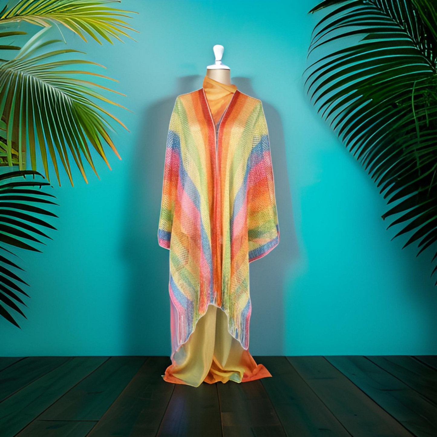 KNITTED RAINBOW KIMONO